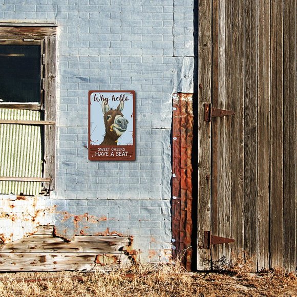 New Donkey / Mule Bathroom Metal / Tin Sign for Wall 12 x 8 inches - Picture 2 of 6